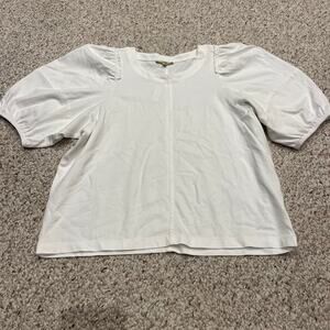 NWT Madewell Puff Sleeve Tee Sz L White Classic Basic Summer Casual Cotton